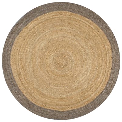 vidaXL - Vloerkleed - handgemaakt - met - grijze - rand - 150 - cm - jute