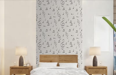 Behang - Fotobehang Bladmuziek - Patronen - Muziek - Breedte 120 cm x hoogte 240 cm