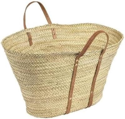 Mand van palmvezel - Boodschappenmand badmand - Boodschappen doen - Handgevlochten - ca. 55 cm - Natuurlijk