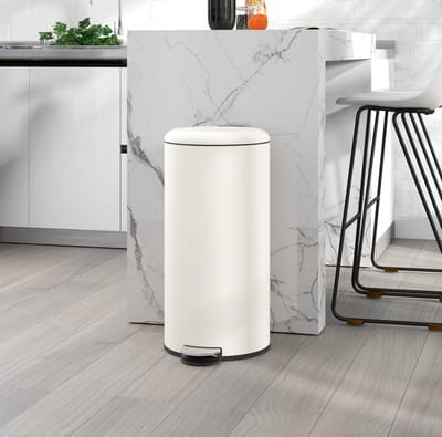Pedaalemmer – 30 Liter – Stil Sluitende Deksel Met Binnenemmer – 36 x 30 x 63,5 cm – Metaal – Ivoor – Voor Keuken En Kantoor
