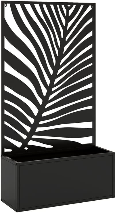 Plantenbak met klimrek - Weerbestendig - Bloembak - Met trellis - Buiten - Hout - Plantenrek - Rechthoekig - Zwart