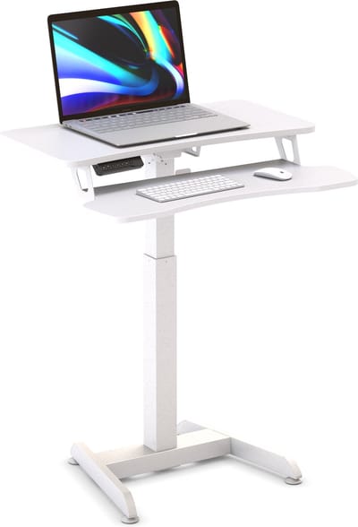 Worktrainer - Updesk High Zit Sta Bureau - Hoogte 72-122 cm - Breedte 80 cm - klein Elektrisch in hoogte verstelbaar Bureau - Wit - Met Geheugenfunctie