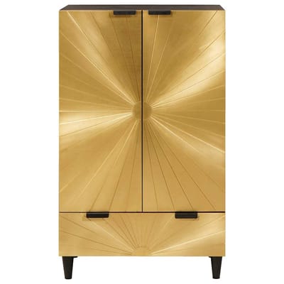 vidaXL - Bijzetkast - Zwart - en - Goud - 60 - x - 33,5 - x - 100 - cm - Massief - Mango - Hout