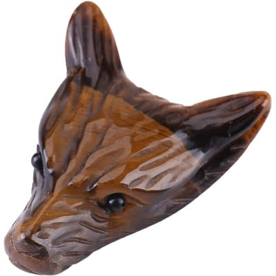 Pendentif en forme de tête de loup, pierre naturelle œil de tigre, petite parure, 4 cm brown