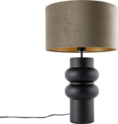QAZQA alisia - Design Tafellamp met kap - 1 lichts - H 60 cm - Zwart Goud - Woonkamer | Slaapkamer | Keuken