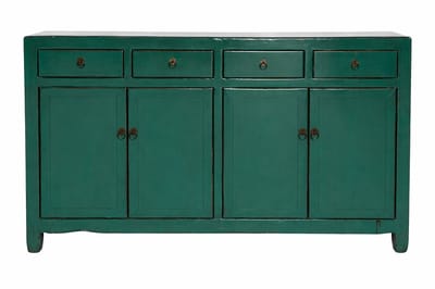 Fine Asianliving Antieke Chinese Dressoir Aqua Groen High Gloss B154xD39xH89cm Chinese Meubels Oosterse Kast