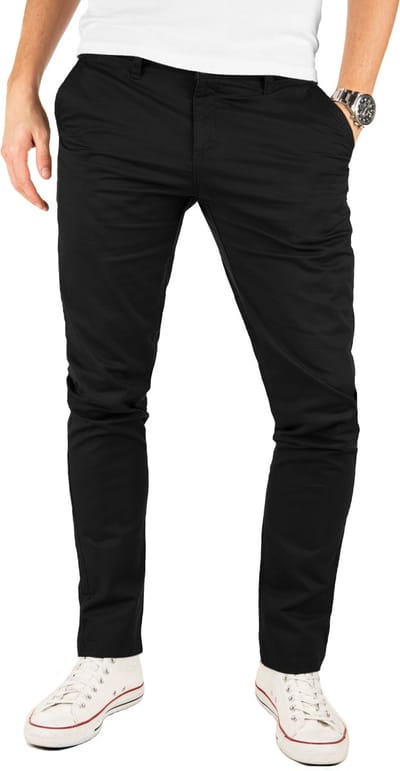 Yazubi Heren Chinobroek Kyle – Slim Fit – Katoen Stretch – Zwart – 5-pocket