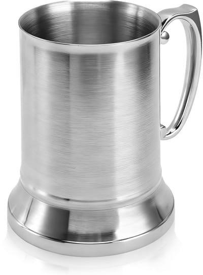 Dailygoods- Bierpul Dubbellaags Design - Roestvrij Staal 304 - Spiegelafwerking - 450/560 ml - Klassiek - Warmte-isolatie - Biermok