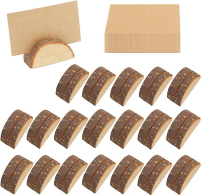 Unyqoos ® Houten Halve Cirkel Tafelkaarthouders voor Bruiloften en Evenementen - Set van 20 Stuks met 30 Kaarten