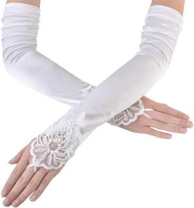 Dailygoods- Handschoenen Lange Kanten - Vingerloze Handschoenen - Bruids/Feest Handschoenen - Spandex Materiaal - Ademend en Rekbaar - Ellebooglengte - Bruidshandschoenen