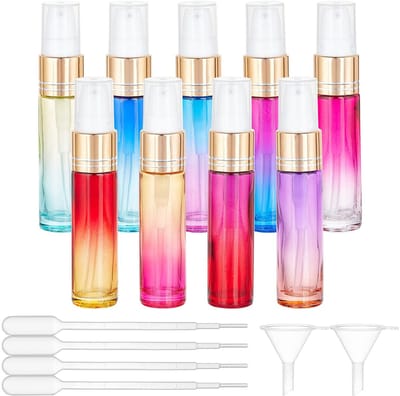 Dailygoods - 9 Stuks Gouden Spuitflessen van Glas - Draagbaar 10 ml voor Parfum en DIY