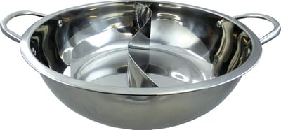 Hot Pot Wok met Scheidingswand - 32 cm RVS