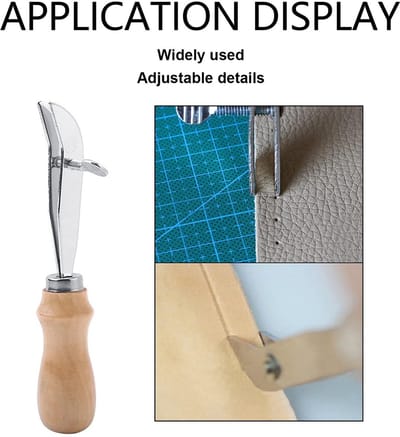 Dailygoods- Leerbewerkingsgereedschap - Verstelbare Groef/Randgroller - Handgemaakt - Hoogwaardig Hout/Sneldraaistaal - Slijtvast/Hittebestendig - Draagbaar/Comfortabel Handvat - Leergereedschap