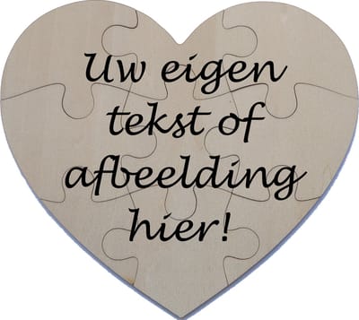 Houten hart vormige puzzel gepersonaliseerd met uw eigen tekst of afbeelding 9 stukjes