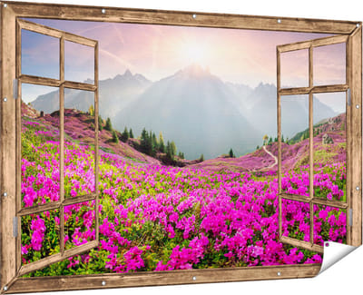 Gards Tuinposter Abstracte Kunst van een Cementen Muur - 60x40 cm - Tuindoek - Tuindecoratie - Wanddecoratie buiten - Tuinschilderij