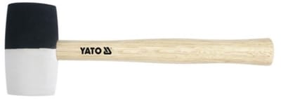 Yato - Młotek Gumowy - Houten Stiel - Ø 72mm - Zwart en Wit Rubber