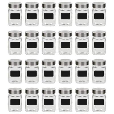vidaXL - Opbergpotten - met - stickers - 24 - st - 300 - ml