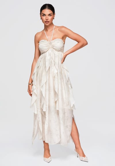 LARICA Jurk - Loose Fit - Mouwloos - Geen Sluiting Beige S