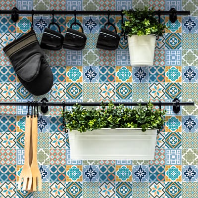 Muurstickers - Zelfklevende tegelmuurstickers voor keuken en badkamer - 9 ASORIONI tegelstickers - 9 stickers 10x10cm