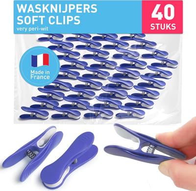 Premium Wasknijpers - Soft Clips (40 stuks, Very Peri Wit)