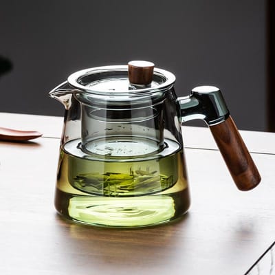 Hoge Borosilicaatglas Theepot Met Handvat Huishoudelijk Transparantie Filterende Theepot Voor Thee Keuken Koffieketel Theeset gray