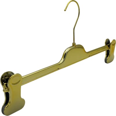TopHangers [Set van 5] Zeer exclusieve 'super glossy' gouden kunststof broekhangers / rokhangers / knijperhangers met rubber anti-slip in de knijpers