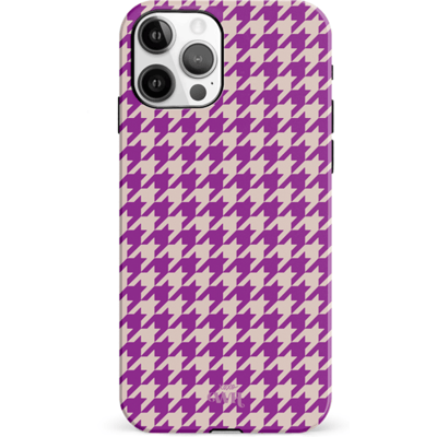 xoxo Wildhearts When In Paris Purple - Double Layer - Hardcase hoesje geschikt voor iPhone 11 Pro hoesje - Paars hoesje - Hoesje geruit geschikt voor iPhone 11 Pro - Paarse case geschikt voor iPhone 11 Pro case - paars / beige