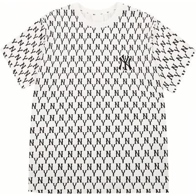 T-shirt Casual Manches Courtes Imprimé Lettres New York Yankees MLB Vintage Américain Unisexes Hauts Blanc 31TSM1131-50B S white