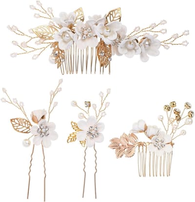 Elegante Gouden Haarcombs voor Bruidsmeisjes - Strass Versiering voor Bruiloften en Feestjes