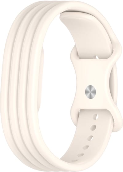 Stravo Zacht Siliconen Sport Bandje – Geschikt voor Fitbit Air – Comfortabele Horlogeband met Pin-and-Tuck Sluiting – Starlight