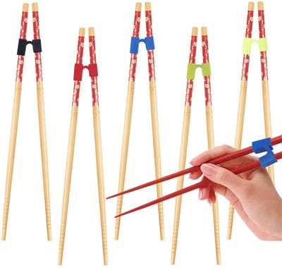 Eetstokjes-Hulpen voor Kinderen Volwassenen, Herbruikbaar Eetstokjes-Trainer-Set Anti-Slip Hulpmiddel voor Beginners Ouderen Aziatisch Eten Leren