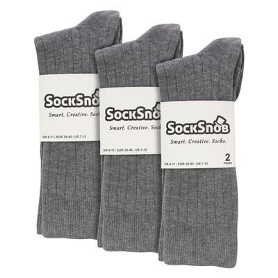 Sock Snob - Heren effen gekleurde katoenrijke geribbelde sokken - 6 paar