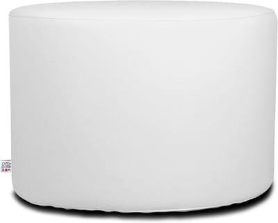 Ronde Poef - Voetenbankje Zetel - Ontspannen Zitten - Afneembare Hoes - 55x55x45 cm - Wit