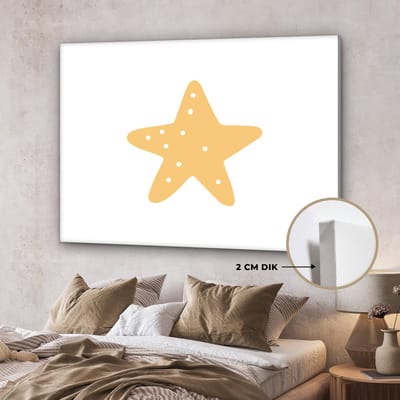 Canvas kinderen - Schilderij voor kinderen - Ster - Stippen - Design - Minimalisme - Wit - Decoratie voor kinderkamers - Muurdecoratie - 160x120 cm