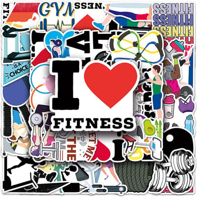 Fitness Sticker Set - 50 Gym Stickers - 5x5CM - Sportschool Laptopstickers - Waterfles Stickers