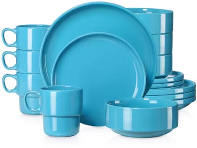 Celestine Vittoria Serviesset - 48 delig - 12 persoons - Baby blauw - Dinerborden - Bordenset - Diepe borden - Ontbijtborden - Servies - Keukenservies