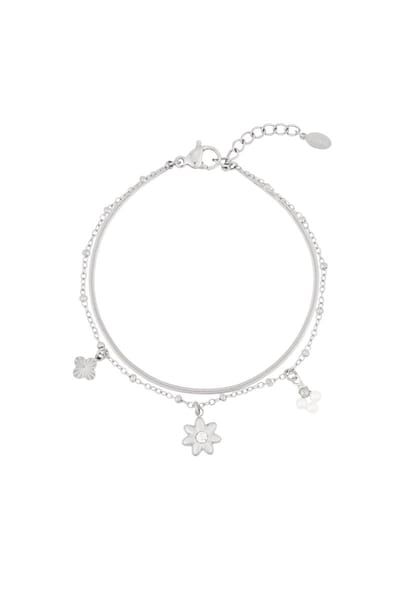 Bloemenarmband - Zilverkleur