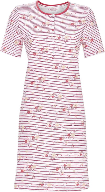 Katoenen bloemen nachthemd rood - Rood - Maat - 48