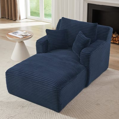 MODFU Slaapbank - Ribstof - Met Schuimvulling En Pocketveren - Modern - Voor Woonkamer Of Kantoor - Blauw