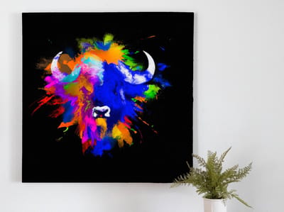 Bison burst | Bison Burst | Kunst - 100x100 centimeter op Dibond | Foto op Dibond