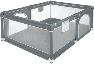 PIPIPOXER-Grondbox - 120x160x66cm–Baby Speelbox - Kinderbox - Babybox - Donkergrijs