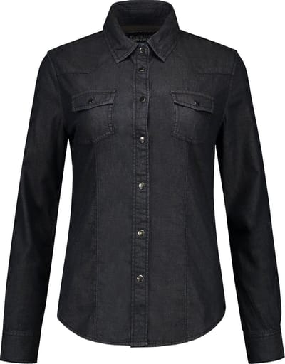 Lemon & Soda denim blouse voor dames in de kleur dark blue denim in de maat XXL
