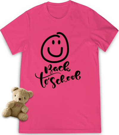 T shirt Back to School - Grappig tshirt voor jongens en meisjes - Unisex maten: 92 t/tm 164 - Shirt kleuren: wit, turquoise en fuchsia.