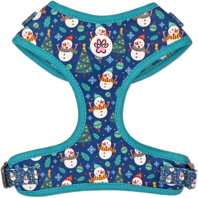 Kerst Hondentuigje - Honden Harnas - Winterse Wandelingen - Ademend Binnenwerk - Maat M - Blauw