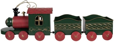 Clayre & Eef Kerstdecoratie Beeld Trein 65x13x23 cm Groen Metaal