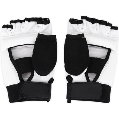 AdulteEnfants Taekwondo Sparring Demi-Doigt Protège-Mains Couverture Gants de Boxe (L Gant) black