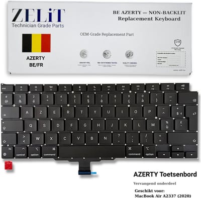 ZeLiT MacBook Air 13" A2337 (2020) M1 Toetsenbord AZERTY BE/FR - Vervanging Keyboard - Non-Backlit - Zwart