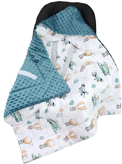 Baby Winter Wikkeldeken voor Babyschaal, Vossen/Vliegtuigen/Ballonnen/Smaragdgroen, One size