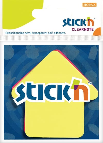 Stick'n Clear Notes - Doorzichtige Sticky Notes - Pijl Vorm - 76x76mm - 30x Geel - 30x Magenta