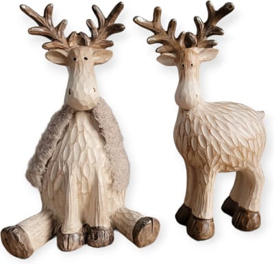 Countryfield - Set/2 Rendieren - Eland - Staand/Zittend - Rudolph - 30cm hoog - Kerst